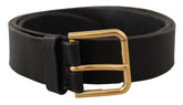 Dolce & Gabbana Black Leather Gold Tone Logo Metal Buckle Belt -   -  Dolce & Gabbana.